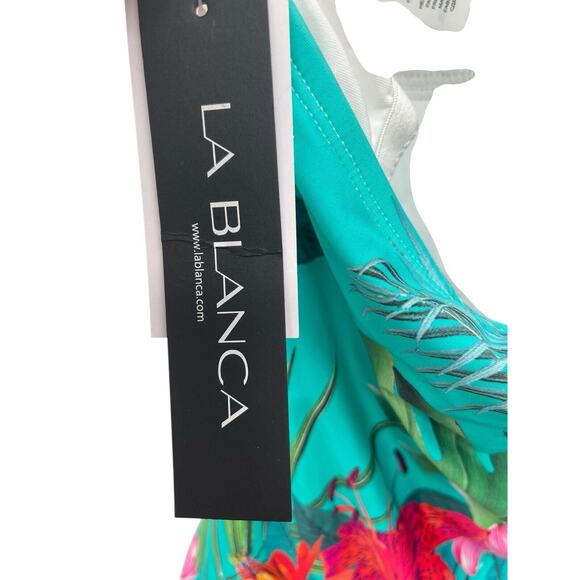 New La Blanca Tropicalia Floral Tankini Swimsuit Top Tropical Size 2 - Picture 6 of 7